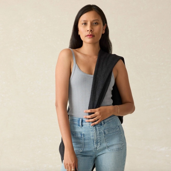 NWT Faherty Pacific Pointelle Tank - Tradewinds (grayish blue) size M or L - Picture 4 of 4